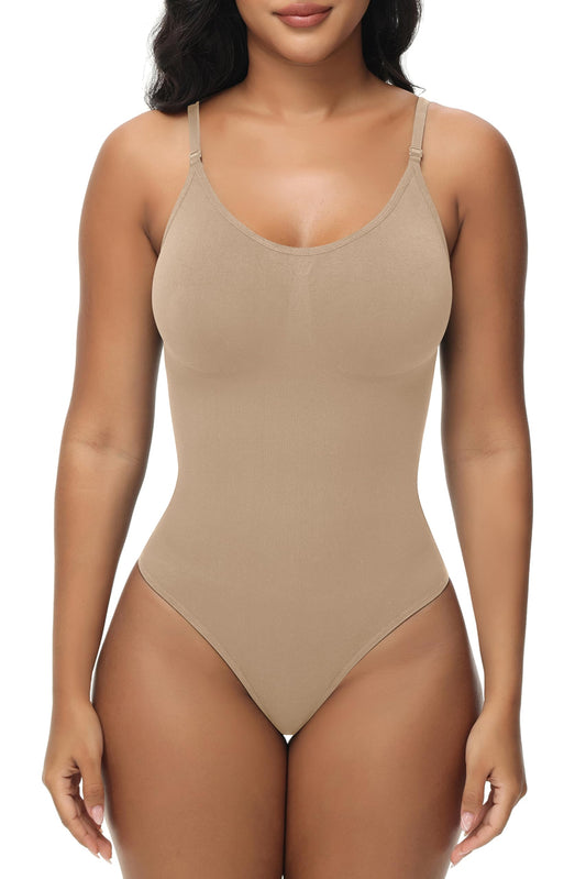 LOMMOJ Bodysuit for Women Tummy Control Shapewear Body Shaper Seamless Spaghetti Strap Leotards